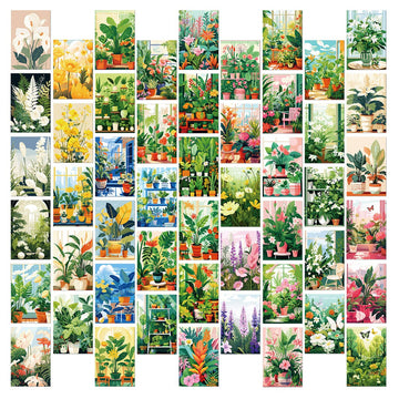fresh potted flowers wall collage cards kit