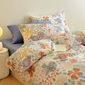 bedding set with funky flowers colorful print on a duvet cover and pillowcases