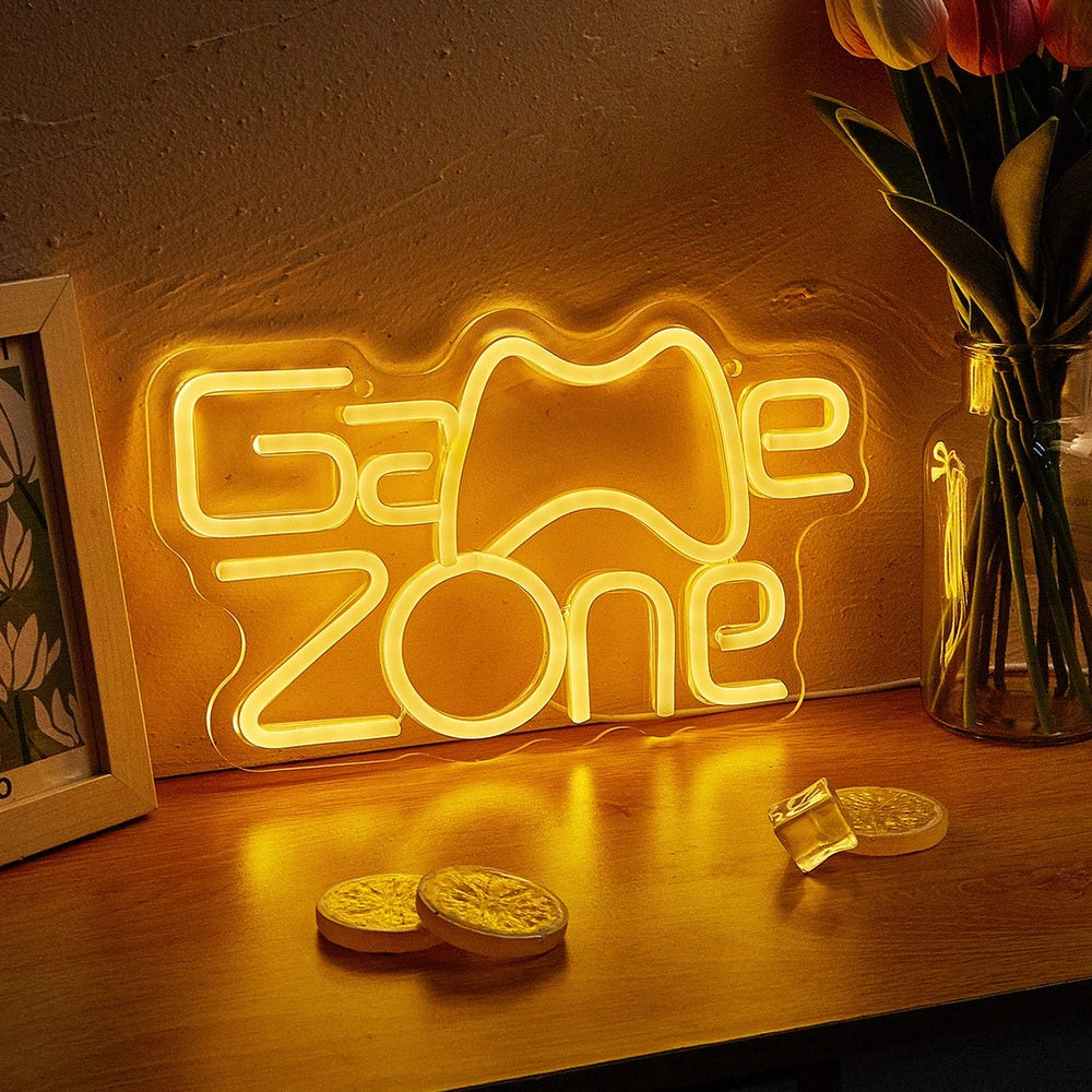 game zone yellow light streaming and blogging wall led neon sign roomtery aesthetic room decor