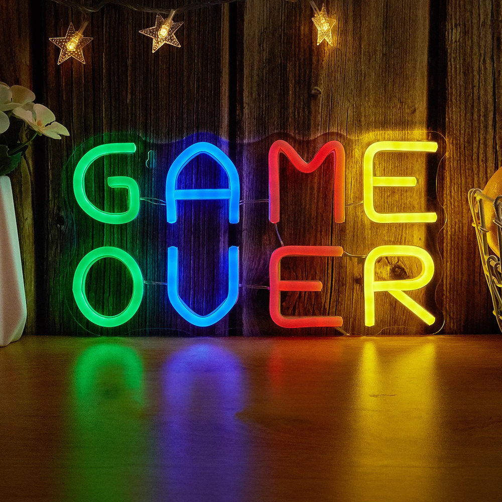 game over multicolor led neon wall sign roomtery aesthetic room decor