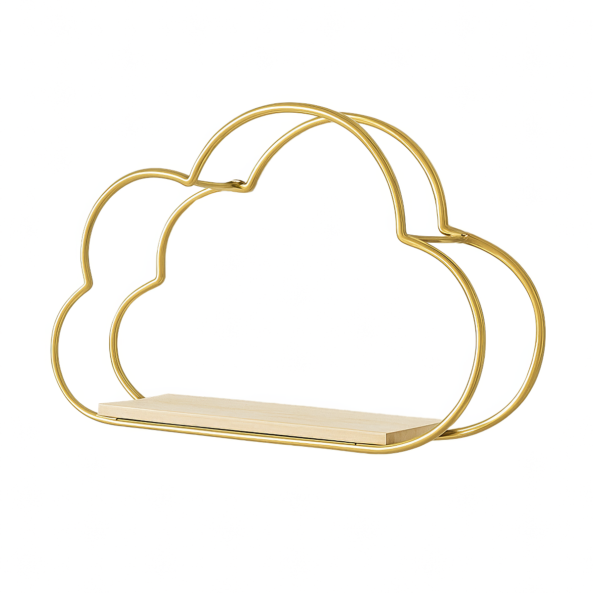 cloud shaped wall shelf made of golden frame wire