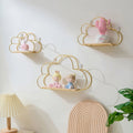 cloud shaped wall shelf made of golden frame wire