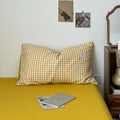 mustard yellow classic gingham print aesthetic bedding duvet cover set