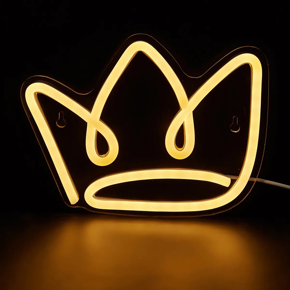 princess yellow hand drawn crown shaped wall led neon sign wall decor roomtery