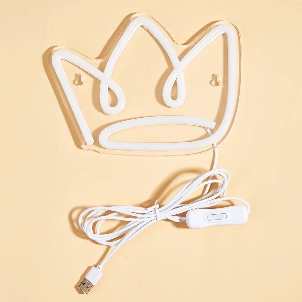 princess yellow hand drawn crown shaped wall led neon sign wall decor roomtery