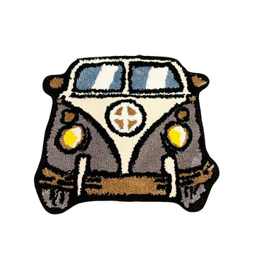 vintage hippie van shaped accent tufted rug for indie aesthetic room decor