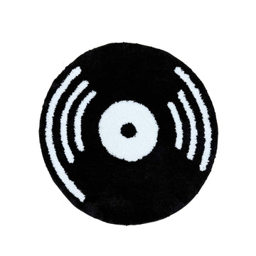 indie aesthetic room decor vinyl record shaped tufted round accent rug