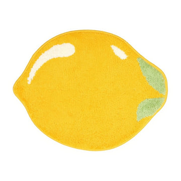 yellow lemon-shaped accent throw rug