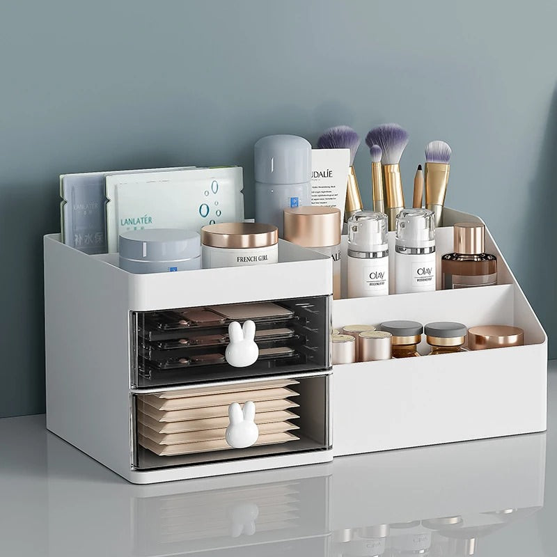 kawaii aesthetic desktop drawer stationary and makeup brush holder organizer