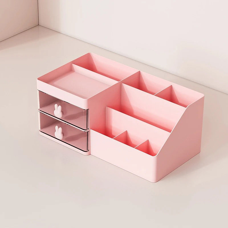 kawaii aesthetic desktop drawer stationary and makeup brush holder organizer