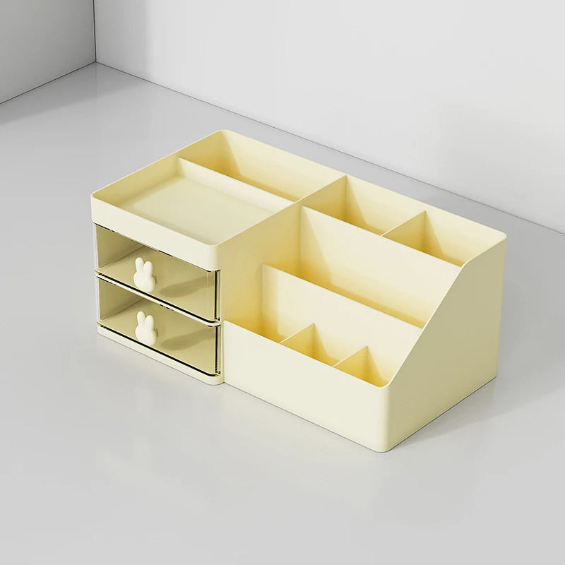 kawaii aesthetic desktop drawer stationary and makeup brush holder organizer
