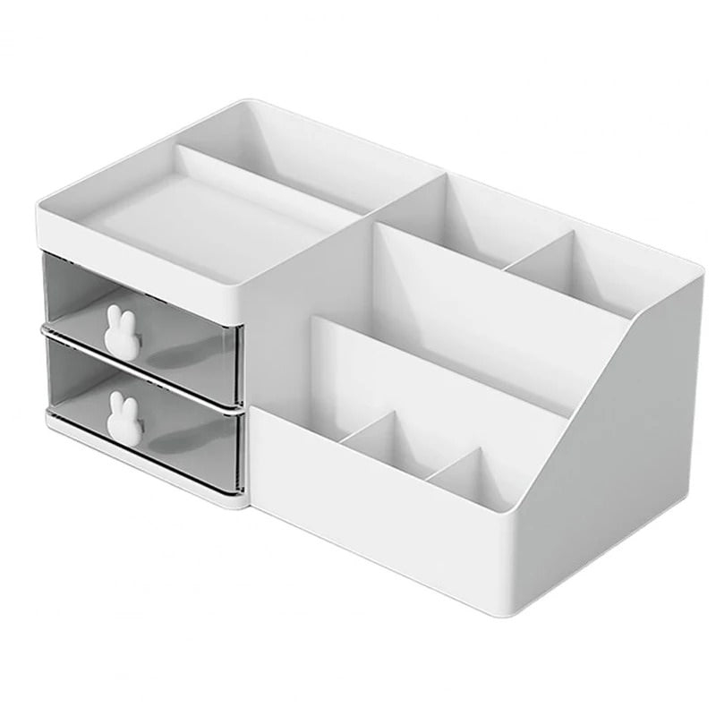 kawaii aesthetic desktop drawer stationary and makeup brush holder organizer