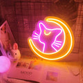 kawaii aesthetic moon cat wall neon sign roomtery