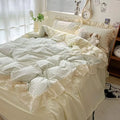 kawaii aesthetic pastel plaid ruffle duvet cover bedding set roomtery
