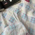 kawaii strawberry pastel checkered bedding with stars and strawberry print in dusty pink shades