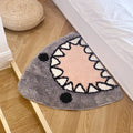 kawaii angry shark head shaped tufted accent rug
