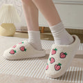 kawaii peacjes print soft plush texture aesthetic house slippers