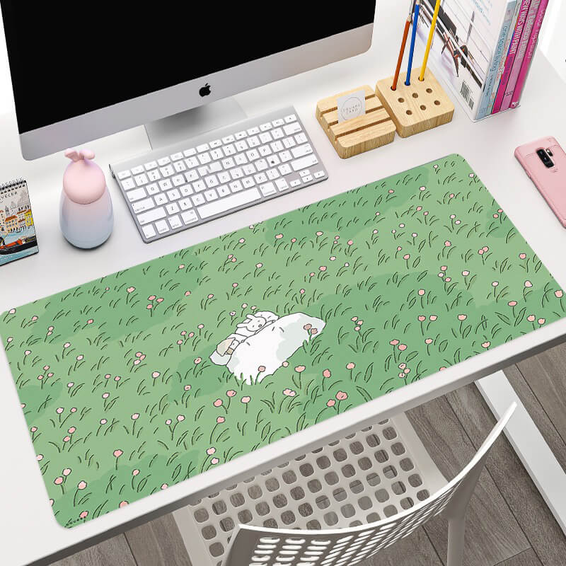 kawaii aesthetic greenery plant prints large gaming mouse pad