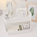 kawaii aesthetic desk storage white table top cosmetic and stationary shelf
