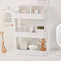 kawaii aesthetic desk storage white table top cosmetic and stationary shelf