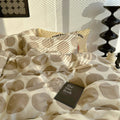 aesthetic bedding duvet cover set with large beige polka dot pattern print on beige/white background