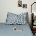 light blue classic gingham print aesthetic bedding duvet cover set
