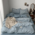light blue classic gingham print aesthetic bedding duvet cover set