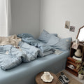 light blue classic gingham print aesthetic bedding duvet cover set