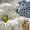 tiny light blue color flowers pattern print cotton bedding set aesthetic bedroom decor roomtery