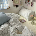 tiny light blue color flowers pattern print cotton bedding set aesthetic bedroom decor roomtery