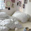 tiny light blue color flowers pattern print cotton bedding set aesthetic bedroom decor roomtery