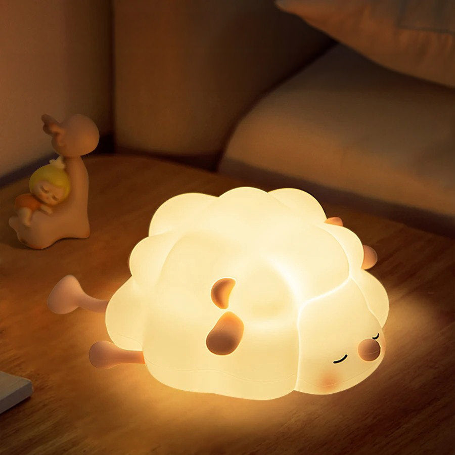 sleeping sheep silicon rubbed cute bedside night light lamp roomtery