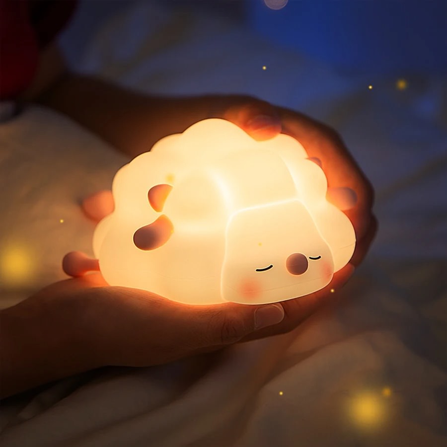 sleeping sheep silicon rubbed cute bedside night light lamp roomtery