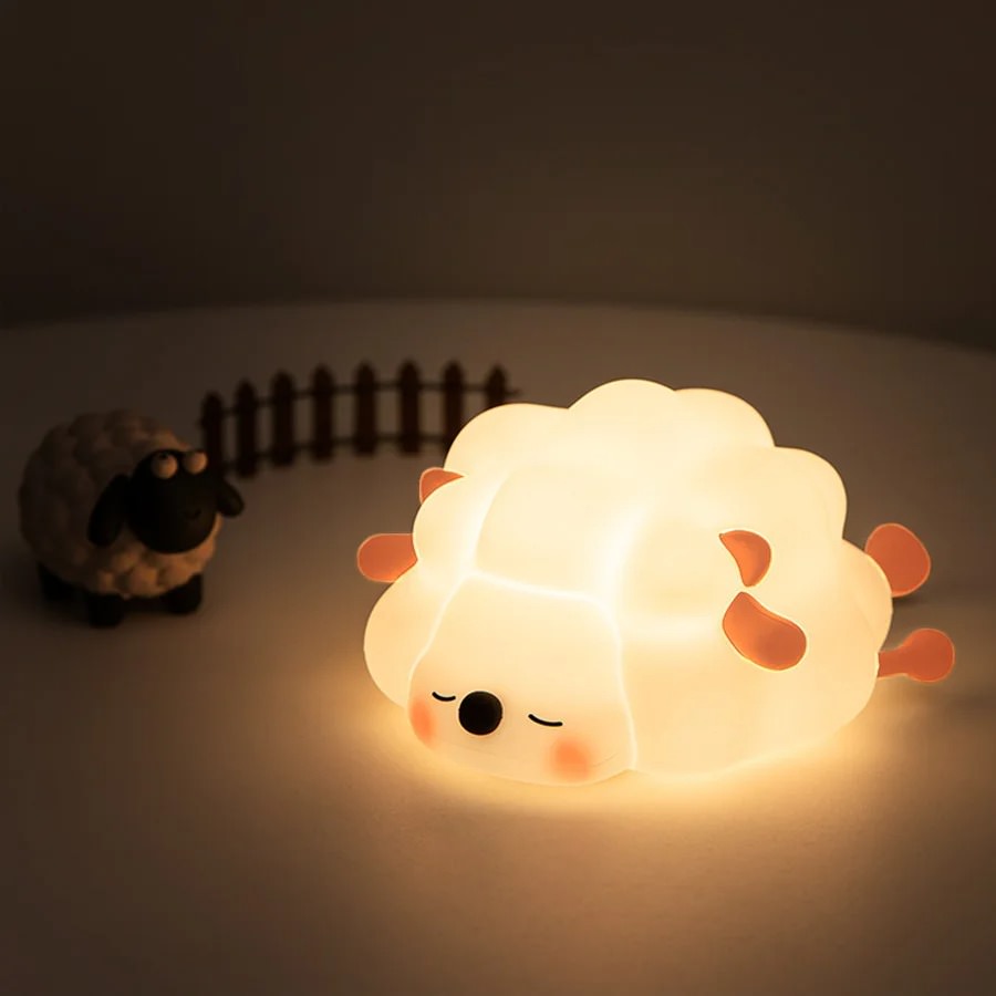sleeping sheep silicon rubbed cute bedside night light lamp roomtery