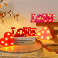 love shaped rustic illuminated led table standing sign