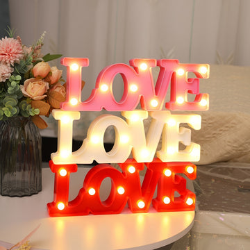 love shaped rustic illuminated led table standing sign