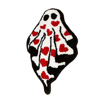 lovely ghost with red hearts tufted accent rug