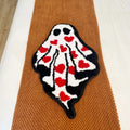 lovely ghost with red hearts tufted accent rug