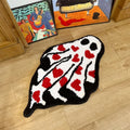 lovely ghost with red hearts tufted accent rug
