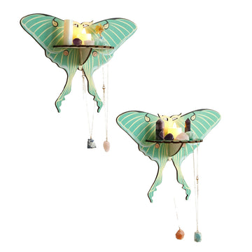 wall hanging butterfly moth shaped shelf display rack for crystals and necklaces