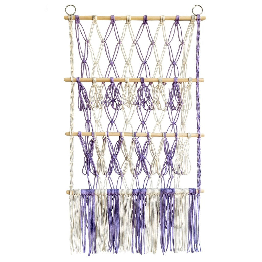 natural color macrame wall hanging decor toy storage net