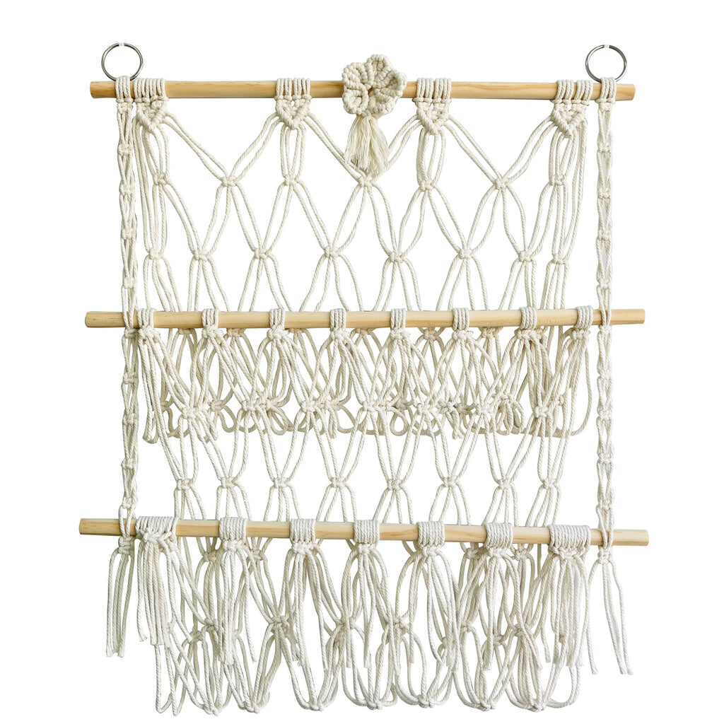natural color macrame wall hanging decor toy storage net