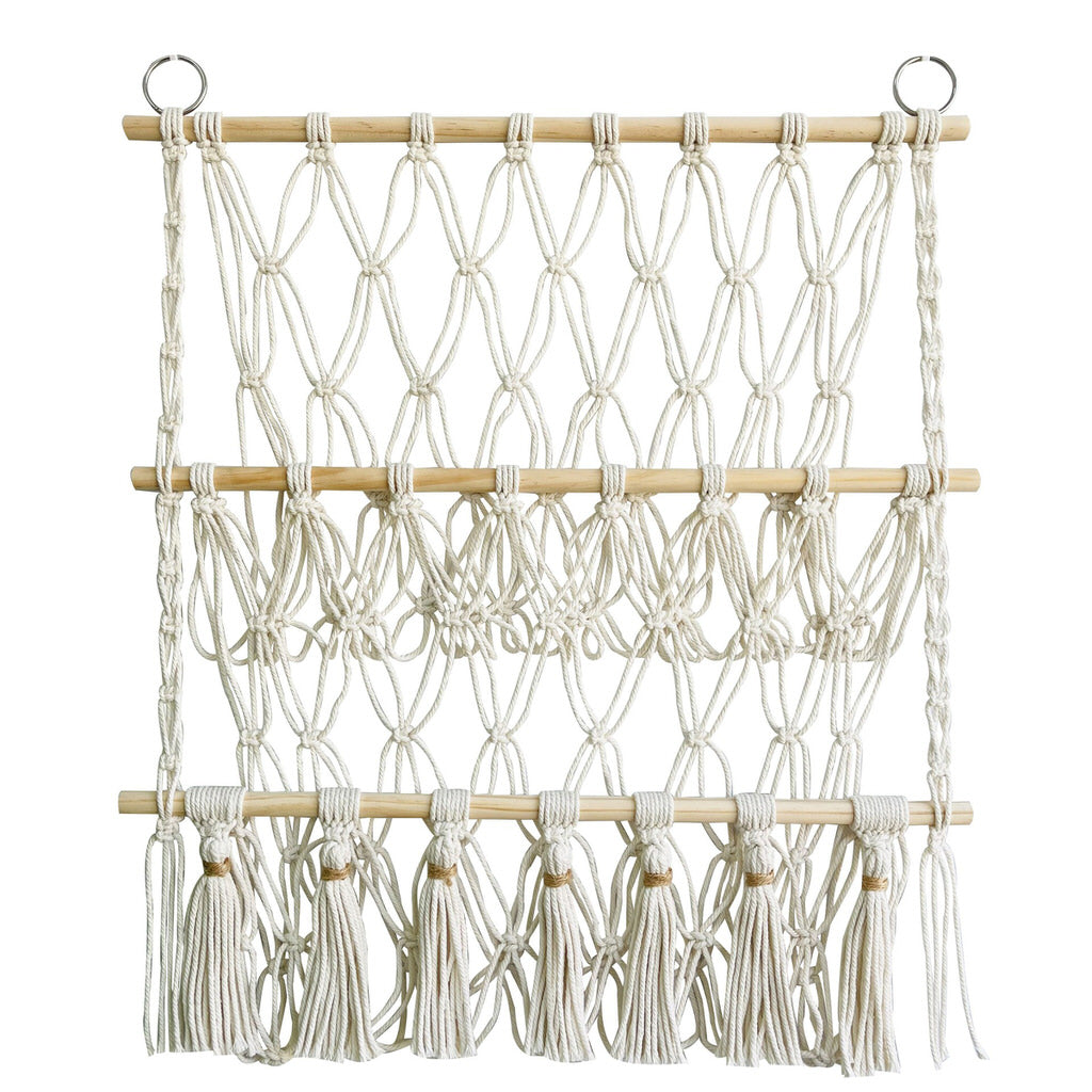 natural color macrame wall hanging decor toy storage net