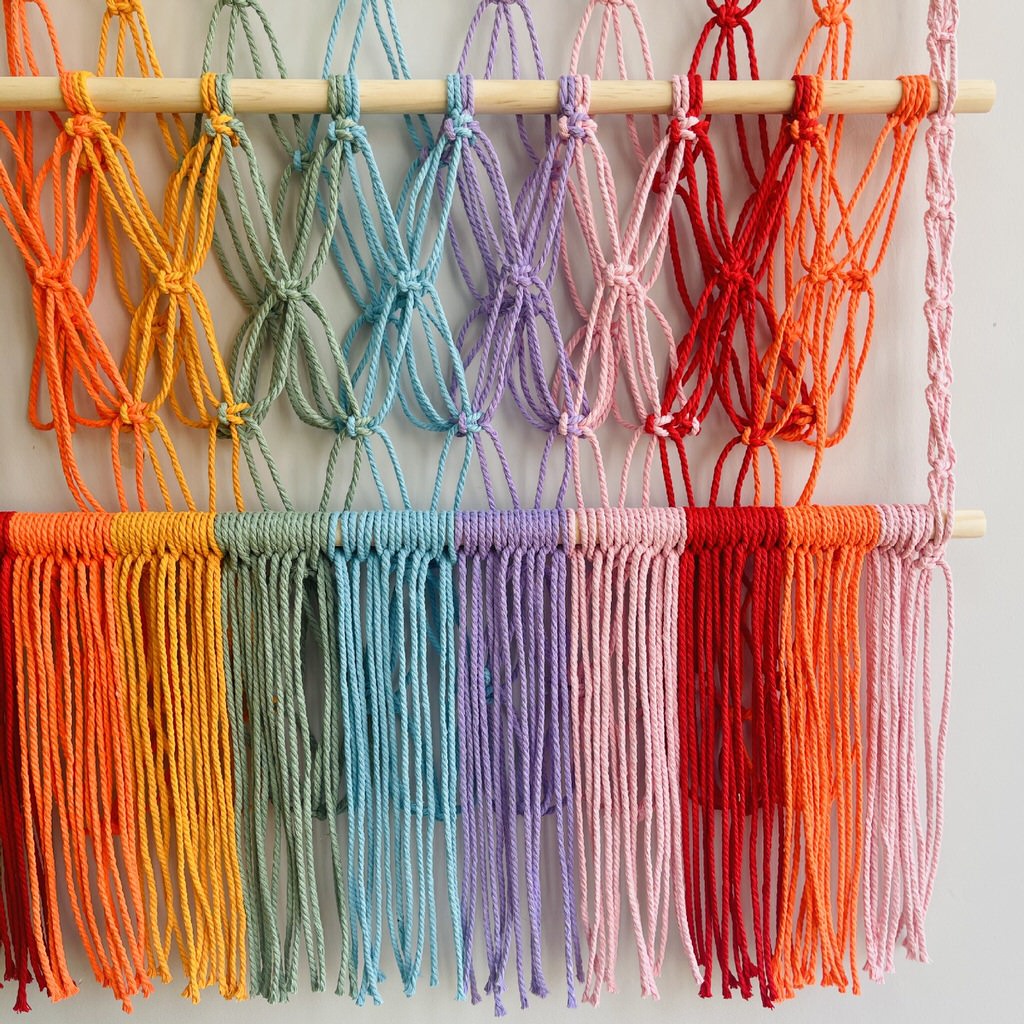 colorful macrame wall hanging decor toy storage net