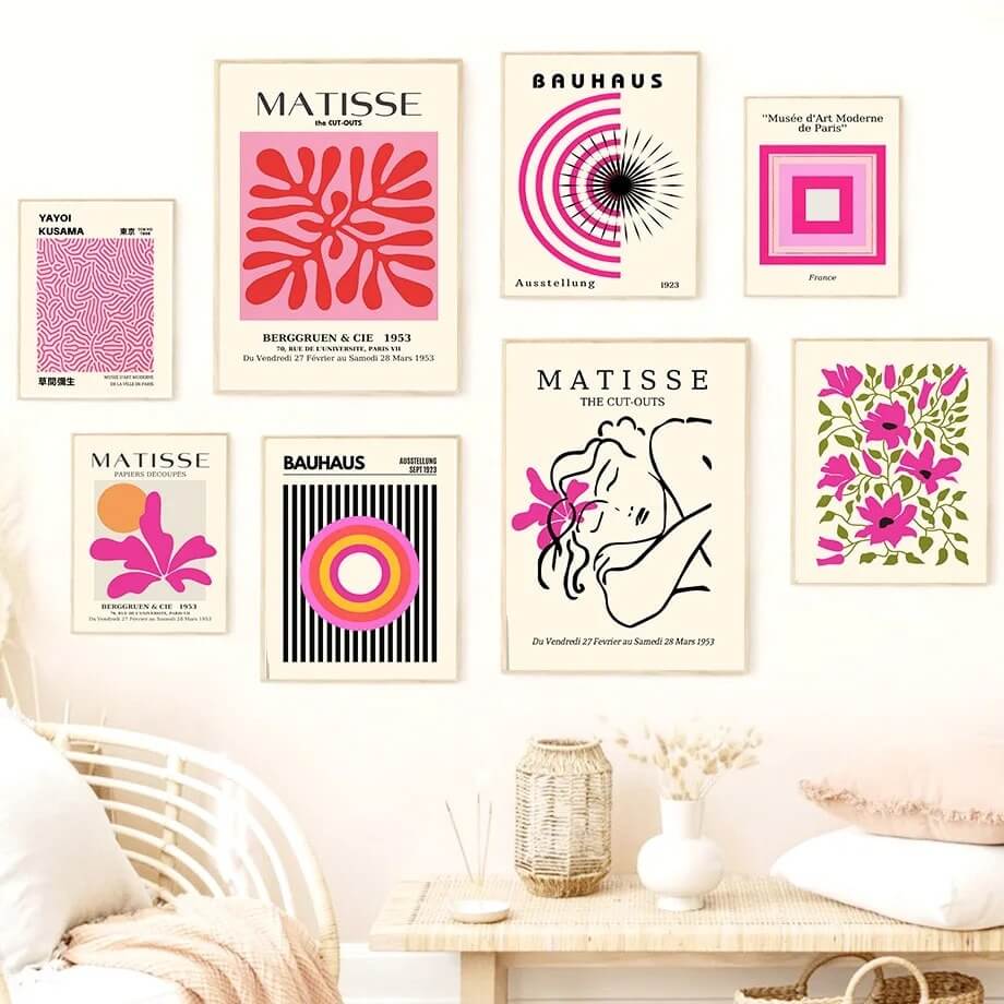 pink color aesthetic matisse picasso gallery wall art canvas posters roomtery