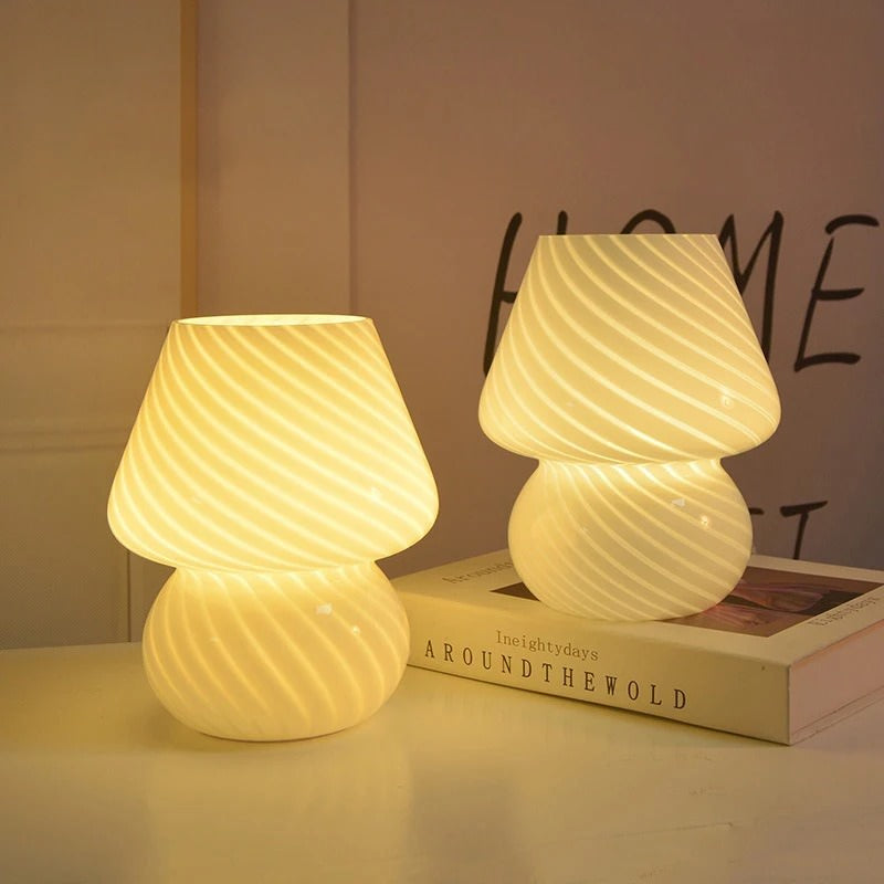murano glass spiral striped table bedside night light lamp roomtery
