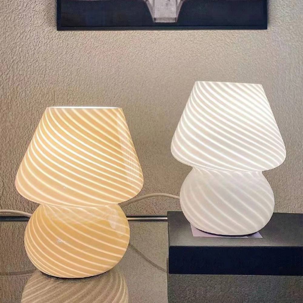 murano glass spiral striped table bedside night light lamp roomtery