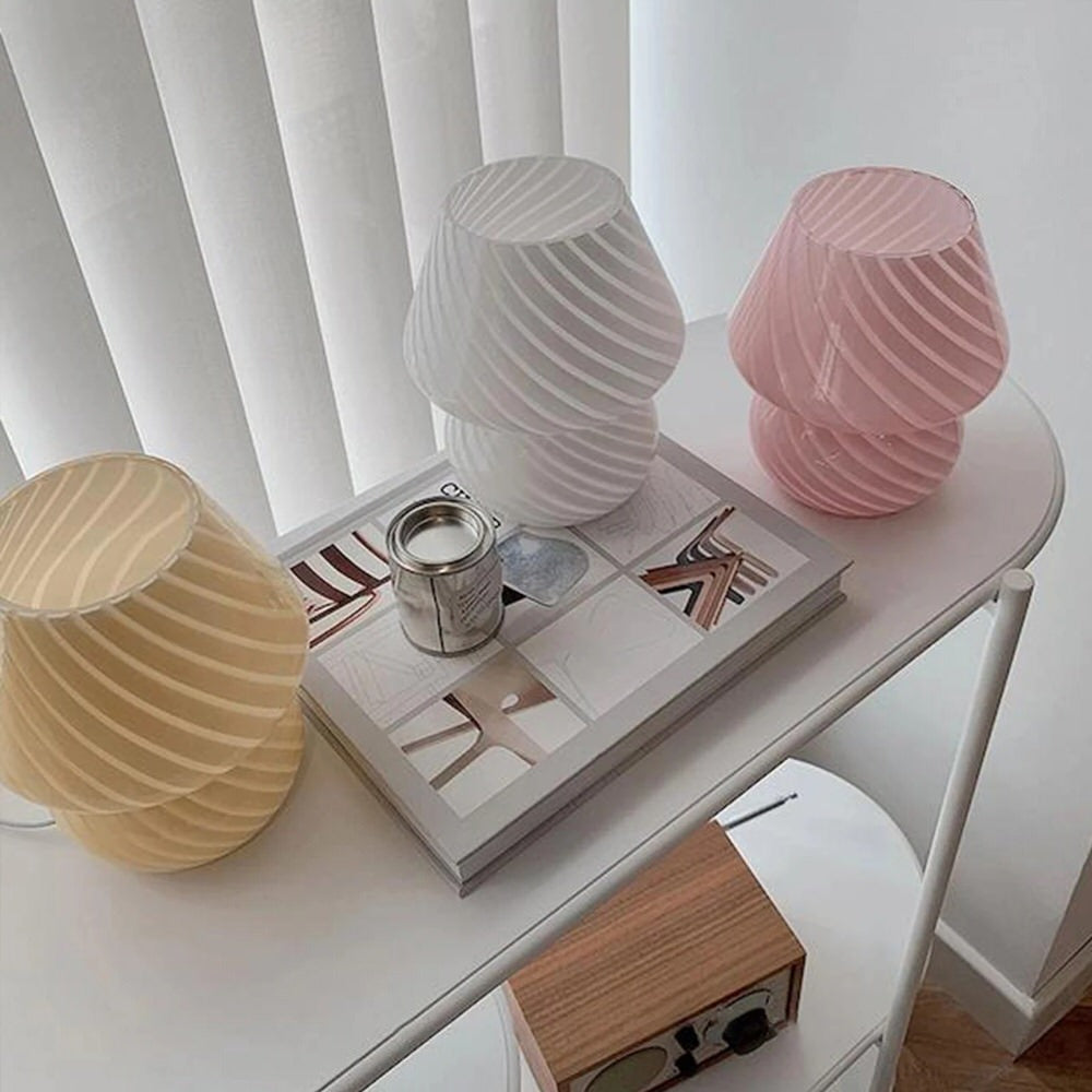 murano glass spiral striped table bedside night light lamp roomtery