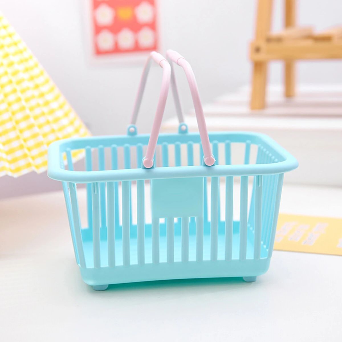 mini pastel storage shopping basket
