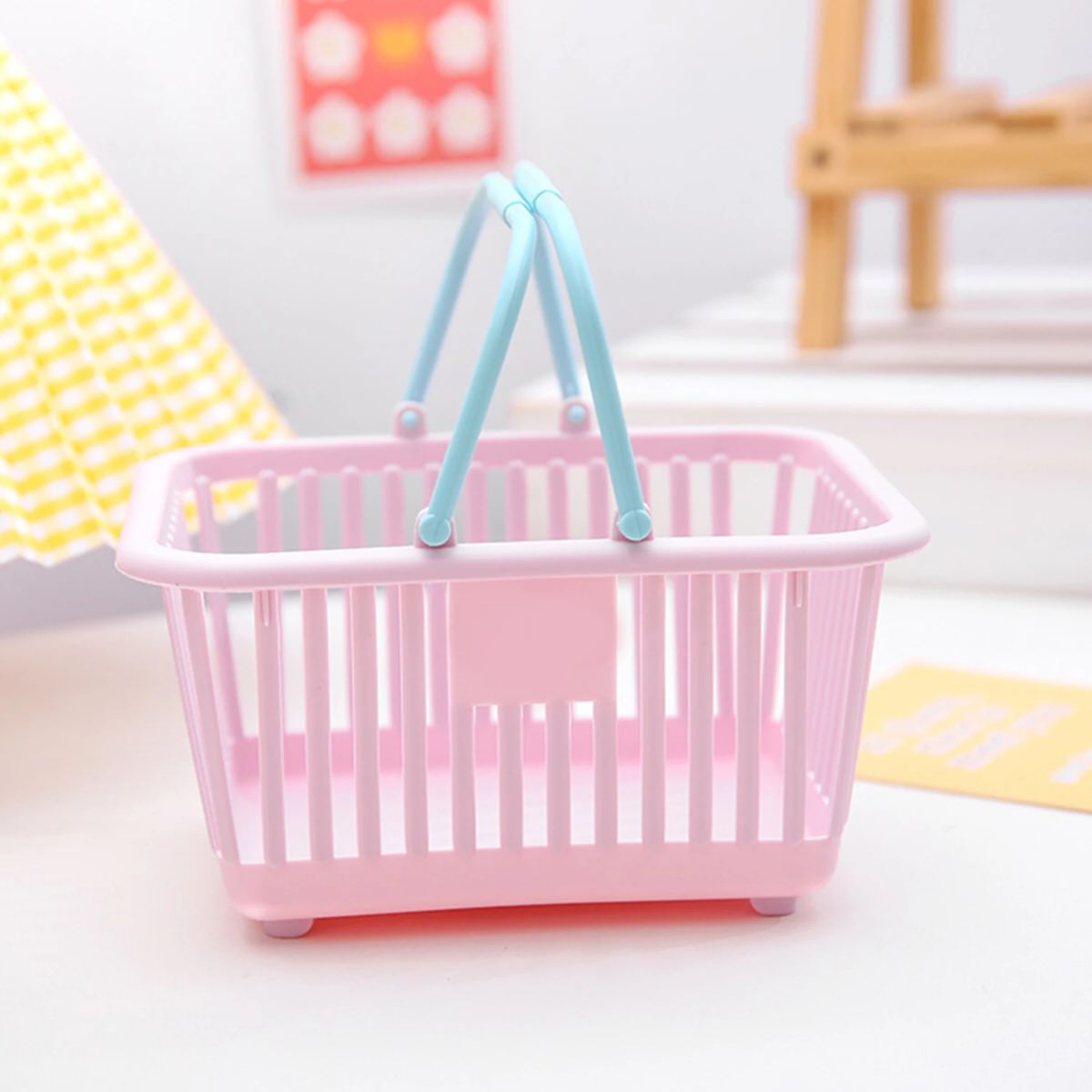 mini pastel storage shopping basket